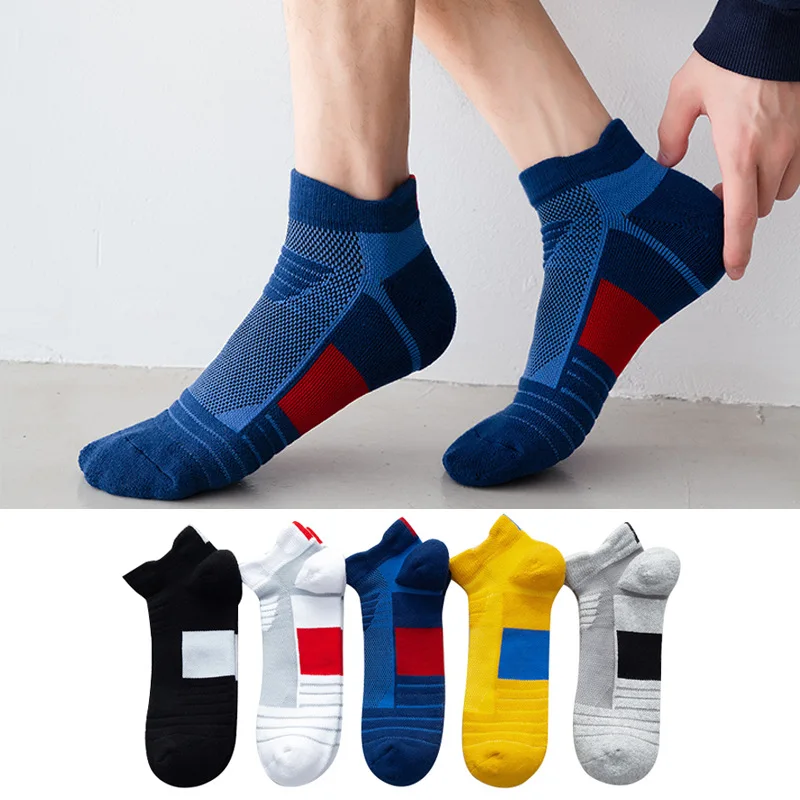 1Pair Breathable Outdoor Damping Basketball Cotton Men Cycling Ankle Sock Protect Feet Wicking Bike Running Football Sport Socks