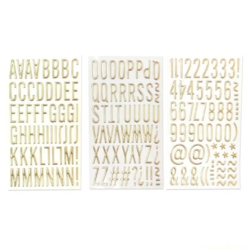 3D Metallic Letter Number Sticker for Scrapbooking Journal Notebook Photo Album