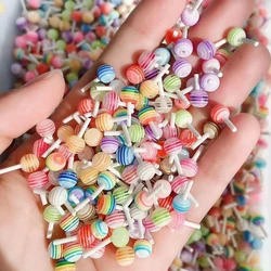 50pcs Mini Lollipop Nail Press On Charms Crafts Jewelry Decoration for Nails Phone Case 3D Lollipop Charms Mixed Color 6mm