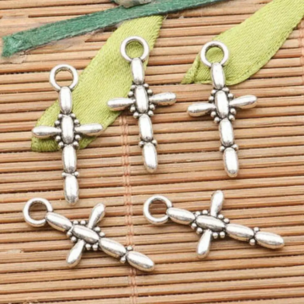 20PCS 23*11.7mm hole 2.6mm TIBETAN SILVER COLOR CRAFT CROSS DESIGN CHARMS H3668