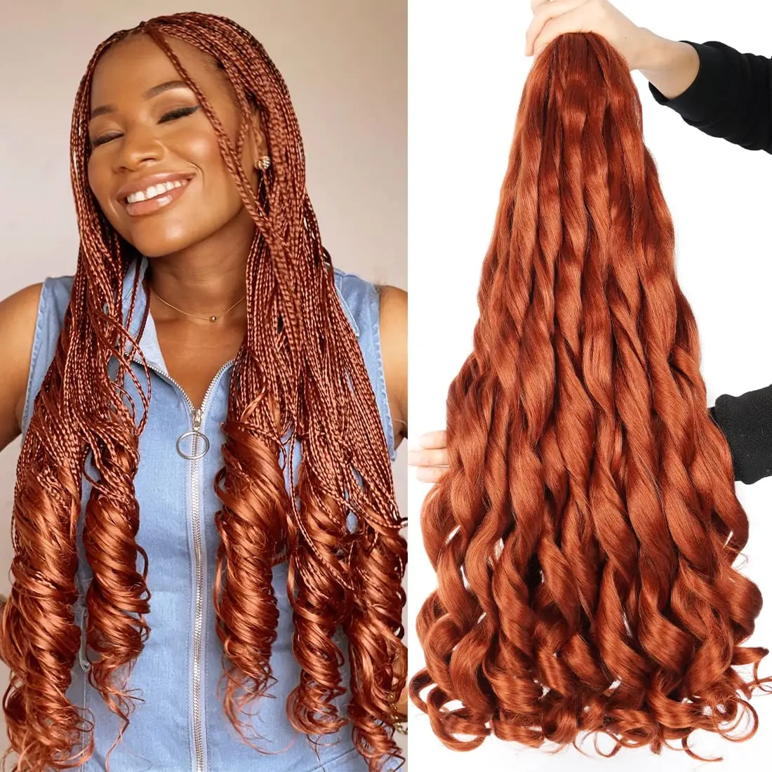 30inch Loose Wave Spiral Curl Crochet Hair Synthetic Braids Ombre Pre Stretched Braiding Hair Extensions For Women French Curls