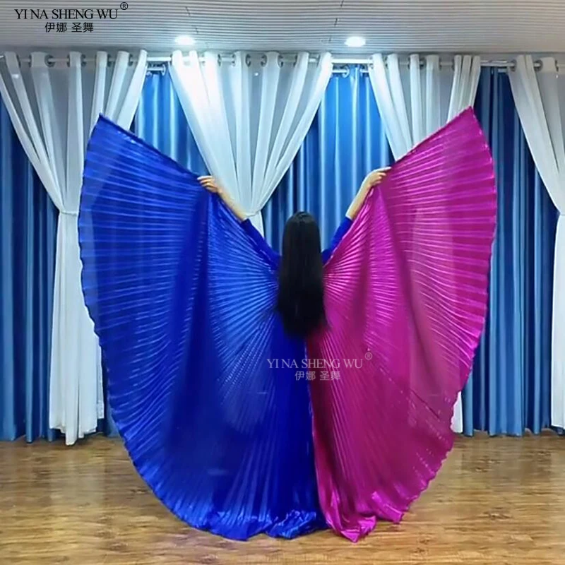 Alas de Isis con palos para danza del vientre, alas de doble Color de 360 grados para adultos, accesorios de actuación de danza egipcia, danza India