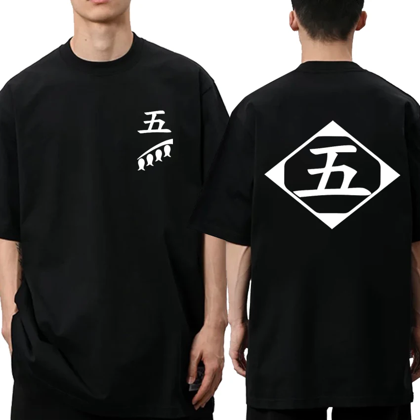 2025 رائجة البيع أنيمي القطن harajuku تي شيرت الرجال النساء التبييض تأثيري قصيرة الأكمام تي شيرت للجنسين Zaraki Kenpachi ملابس علوية من القطن