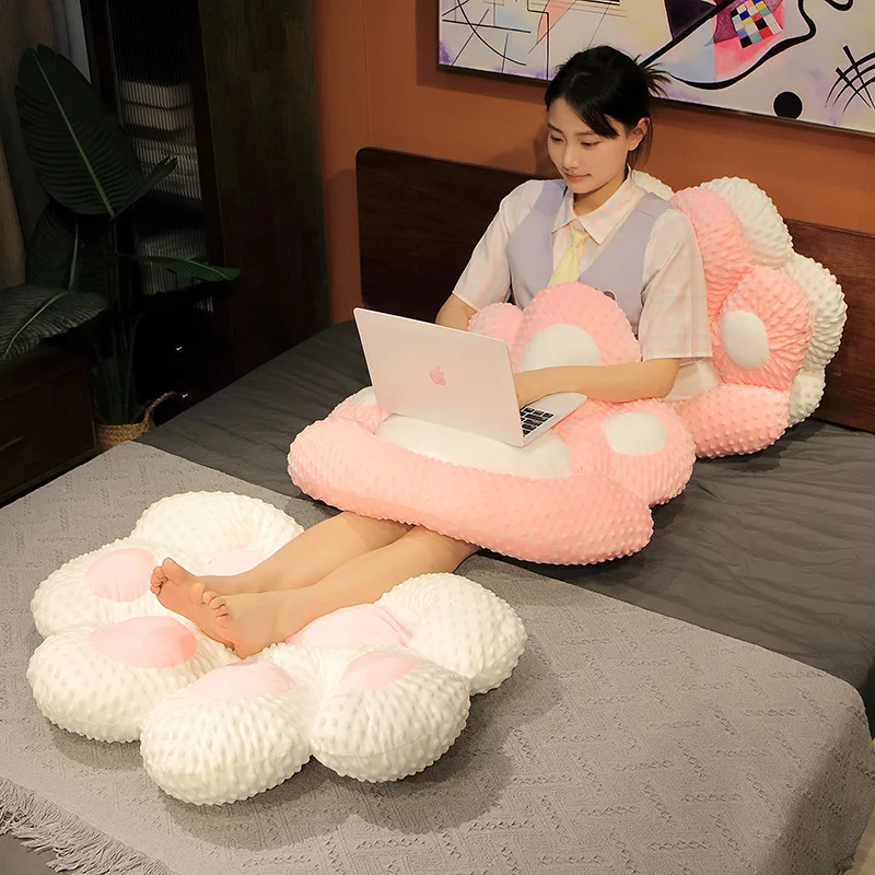 70/80cm Bear Paw Plush Seat Cushion Indoor Floor Soft Stuffed Sofa Colorful Animal Decor Pillow Children Grownups Appease Gift
