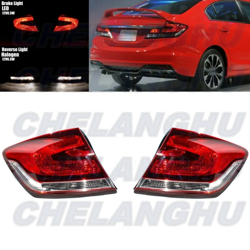 

LED Tail Light For Honda Civic Sedan 4-Door 2013 2014 2015 Pair Left+Right Outer Side Rear Lamp car assecories