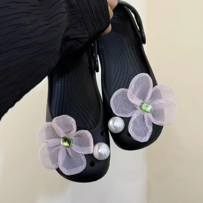 New Women Ballet Shoes Charms Pack Fashion Shoe Decoration Luxury Pearl Rhinestone Flower Shoe Charms Kit DIY Shoe Accessories