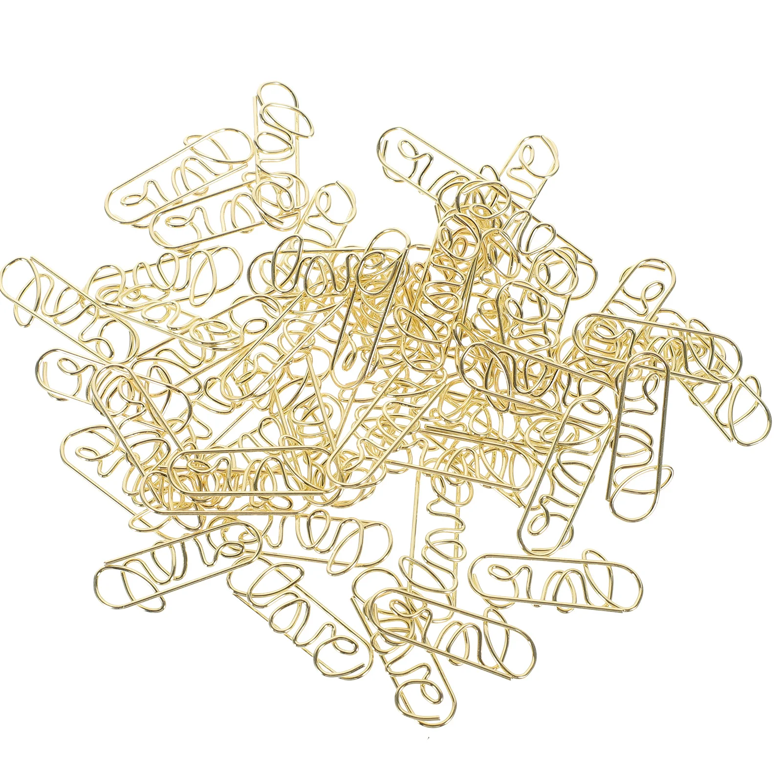 50 Pcs Colored Paper Clips Lovepaperclip Decorative Small Paperclips Multipurpose Clamps Golden Office