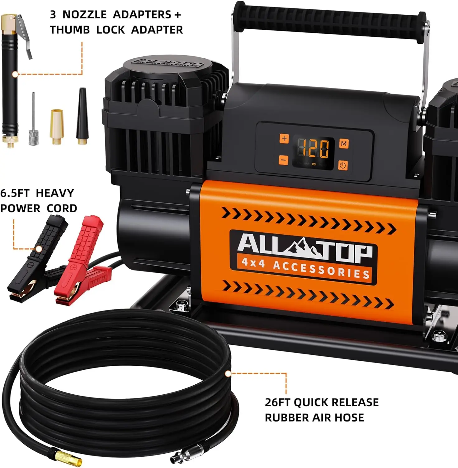 ALL-TOP 12V Air Compressor W/LCD Control Panel to Preset Target Pressure, 150PSI 12.35CFM Air Pump Inflator for Overland