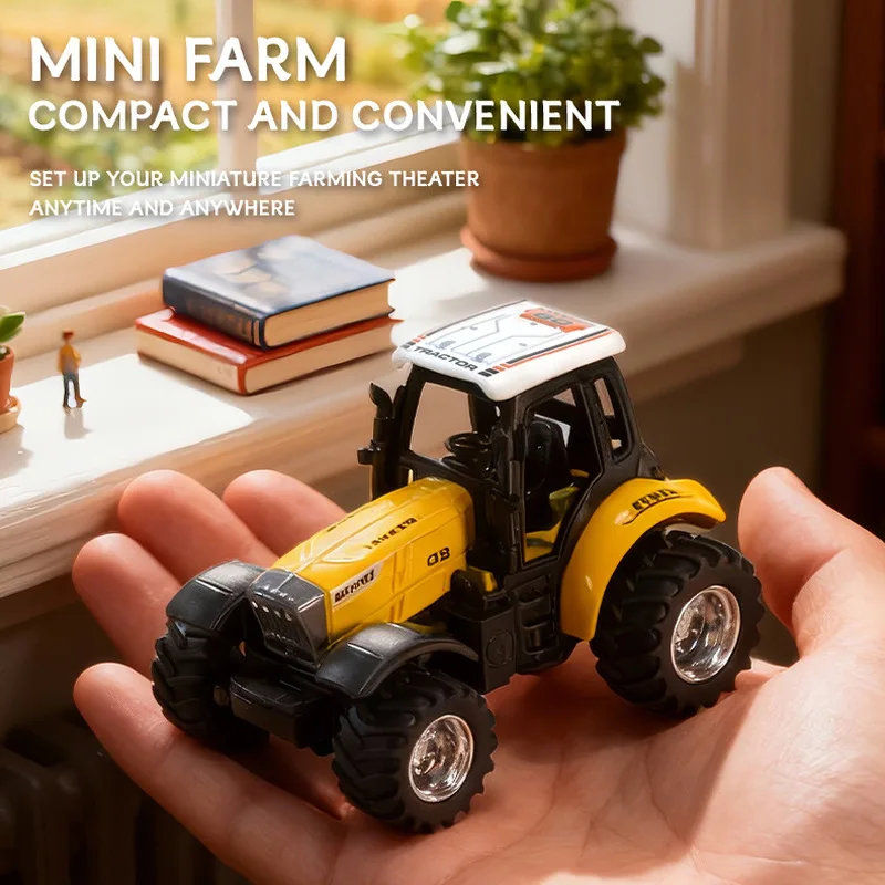 Mini RC Tractor Alloy 1:64 Scale 2.4G Remote Control Farm Engineering Vehicle Realistic Simulation Pocket Toy For Boys