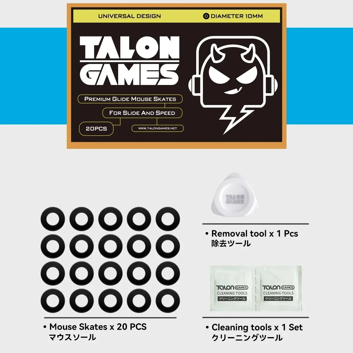 

TALONGAMES Mouse Feet 20PCS x 10mm for Gaming Mouse Universal Dots Round Curved Edge Mouse Skates Smooth, Low Noise