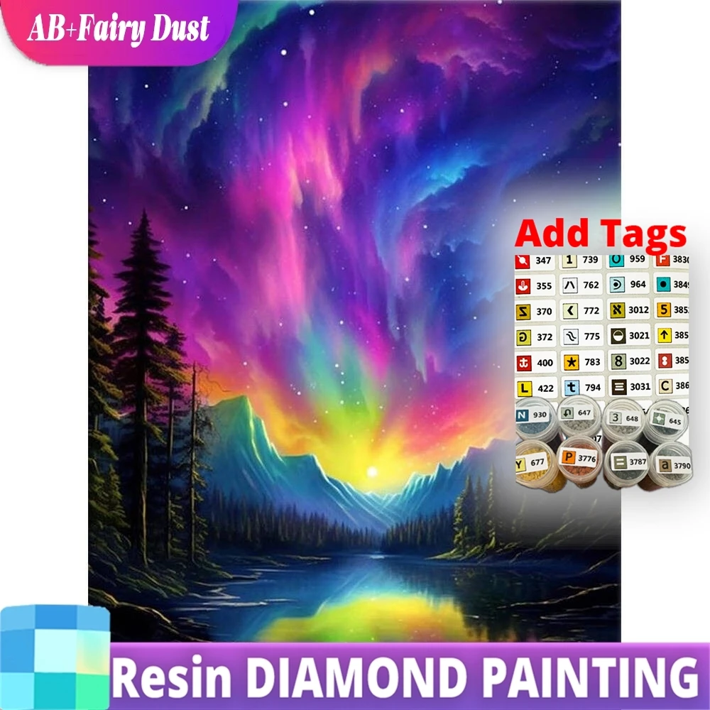 

Смола AB Фея Пыль Полный Квадратный Круглый Алмазная Мозаика Речной Пейзаж Подходит Для Початков DIY Дерево Алмазная Картина Гора H