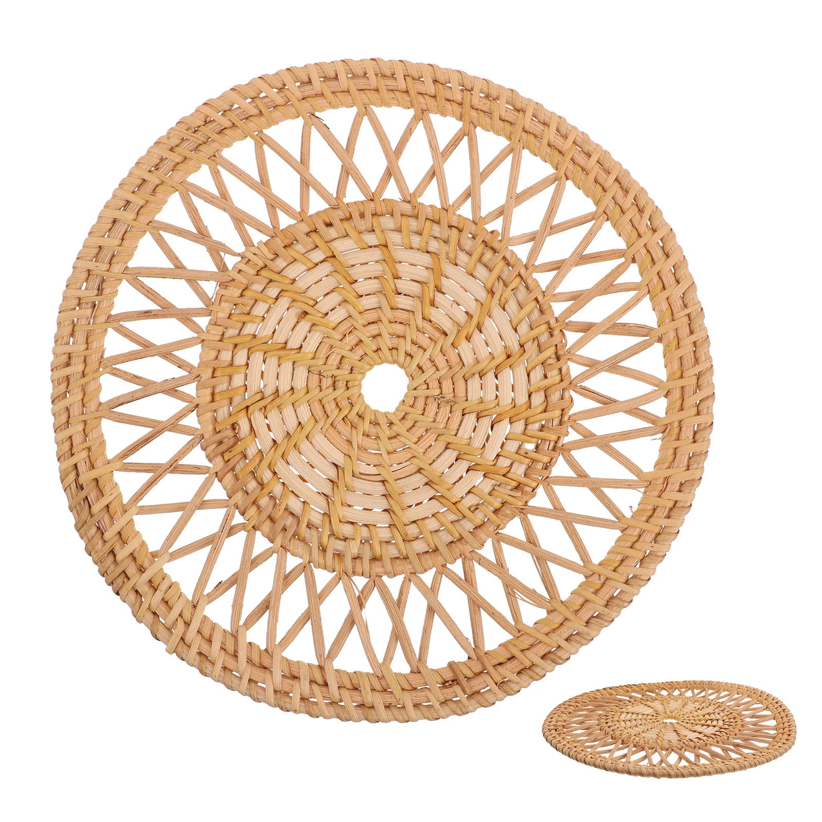 

Round Woven Rattan Coasters Set Hollow Design Heat Resistant Drink Coasters For Coffee Tea Cups Tableware Protection