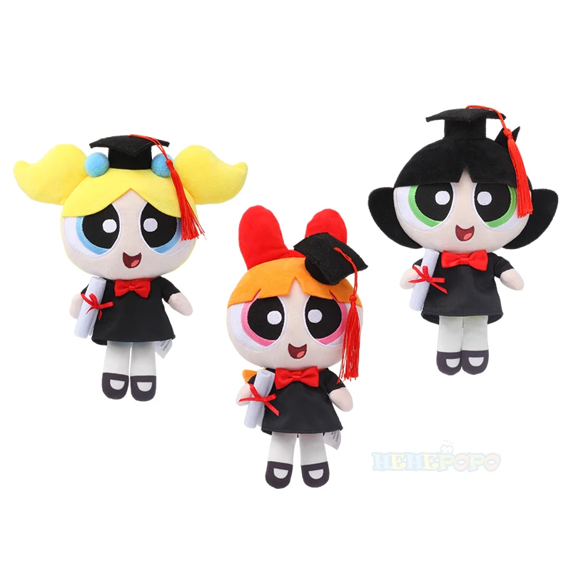 جديد 24 سنتيمتر الفتيات Powerpuff ألعاب من نسيج مخملي سلسلة الدكتوراه موسم التخرج هالوين هدية الكرتون فيلم شخصية دمية