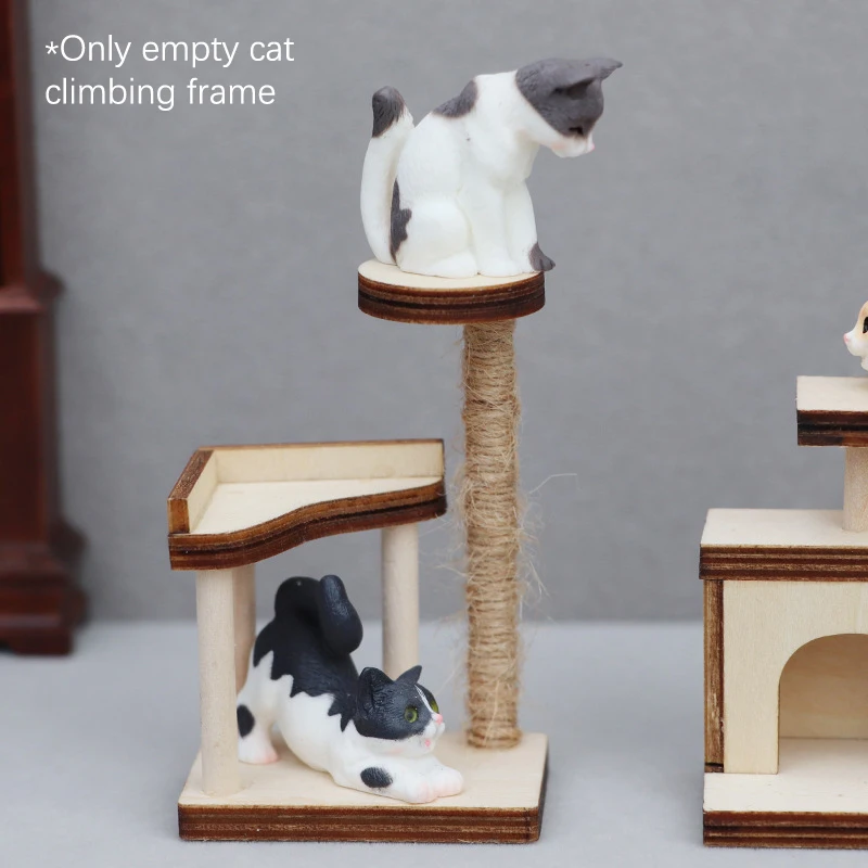 1Pc 1:12 Dollhouse Miniature Wooden Cat Climbing Frame Pet Furniture Model Doll House Home Pet Life Scene Decor Toy Accessories