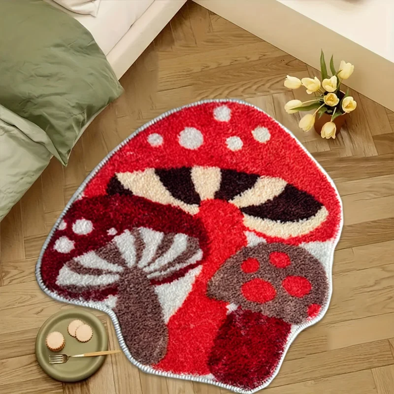 VIKAMA Children's Playful Mushroom Plush Rug Soft And Comfortable Home Living Room Bedroom Decorative Carpet Home Decor