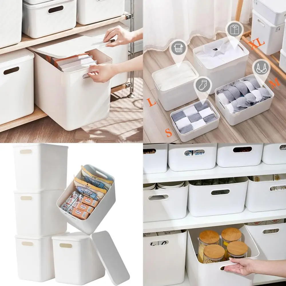 

5-компонентные белые большие пластиковые контейнеры для хранения с крышками, органайзер для игрушек для детской, игровой комнаты, спальни, офиса и дома