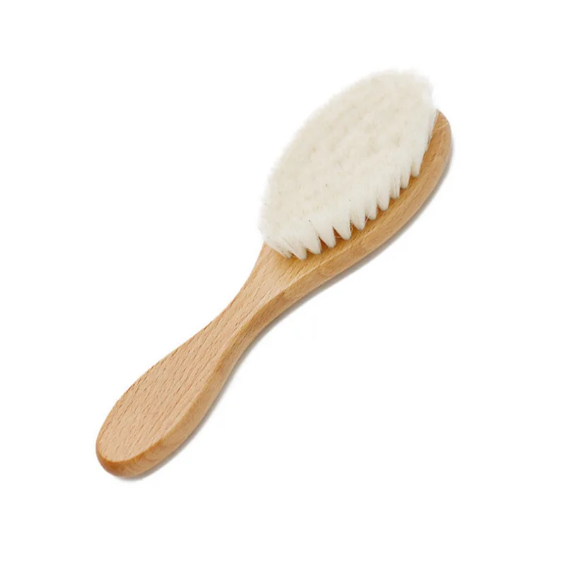 New Baby Care Pure Natural Wool Baby Wooden Brush Comb Brush Baby Hairbrush Newborn Hair Brush Infant Comb Head Massager