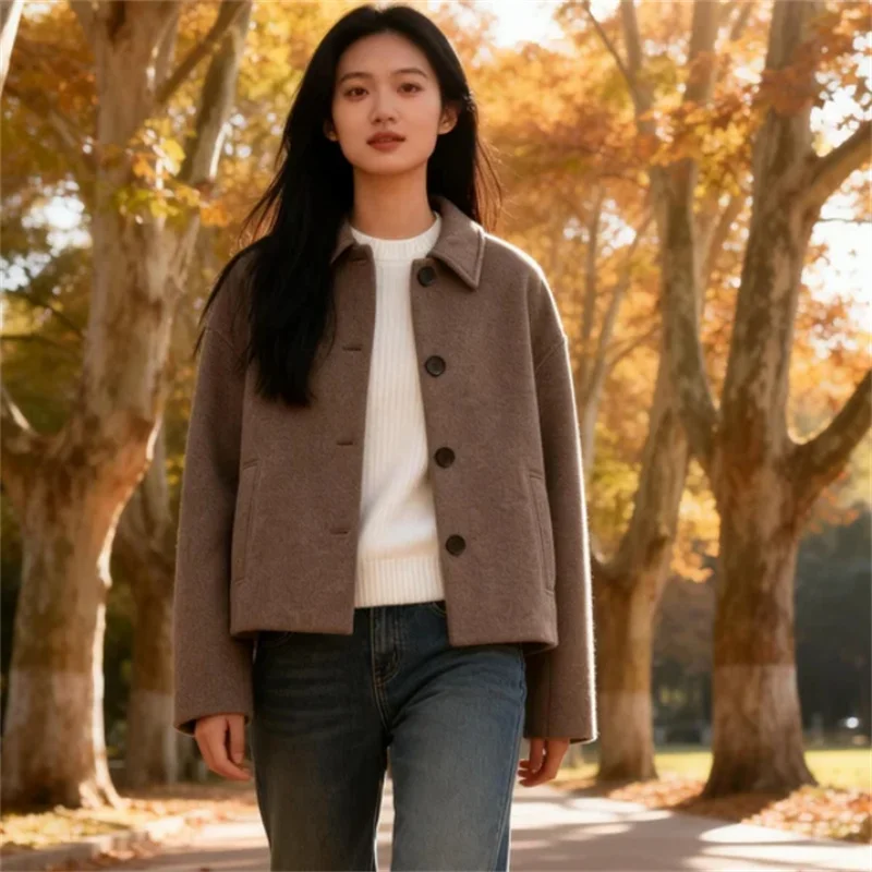 

2026 Spring New Arrival Fashion Elegant Casual Office Wear Wool Blend Short Coat Jacket