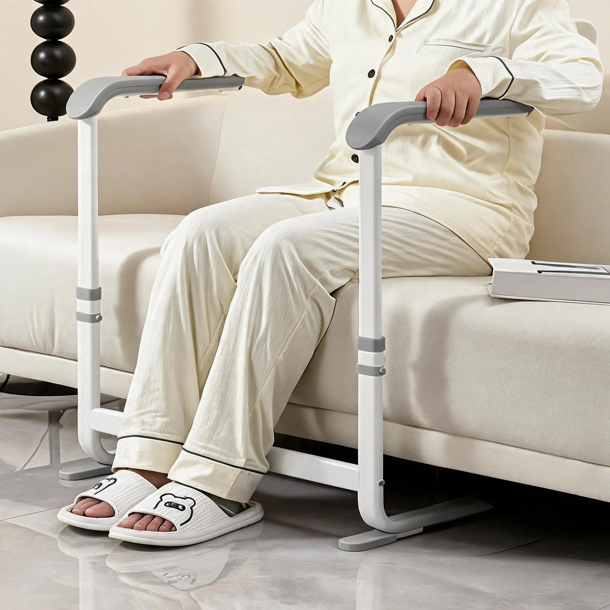 Carbon Steel Stand Assist Aid for Elderly, 6-Level Height Adjustable Chair Lift Assist Device, Standing Support Helper for Seniors, Patients & People with Disabilities