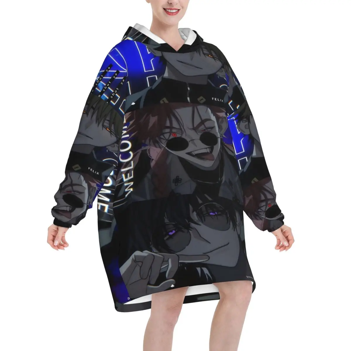 Oversized Link Click Wearable Blanket Gifts for Women Men Ultrasoft Plush Warm Sweatshirt Blankets With Pocket
