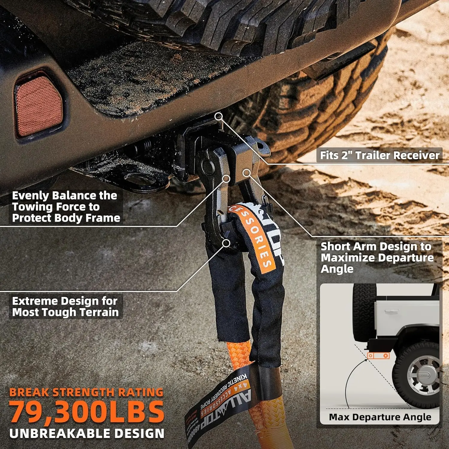 Heavy-Duty Towing, Forged Steel, N/A - 2in Receiver Shackle Hitch with D-Ring