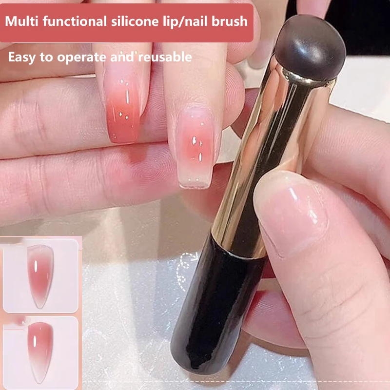 Pincel de silicona de doble cabezal con tapa, brochas correctoras en ángulo, bálsamo labial, brillo de labios, brochas correctoras de cabeza redonda, brochas de maquillaje