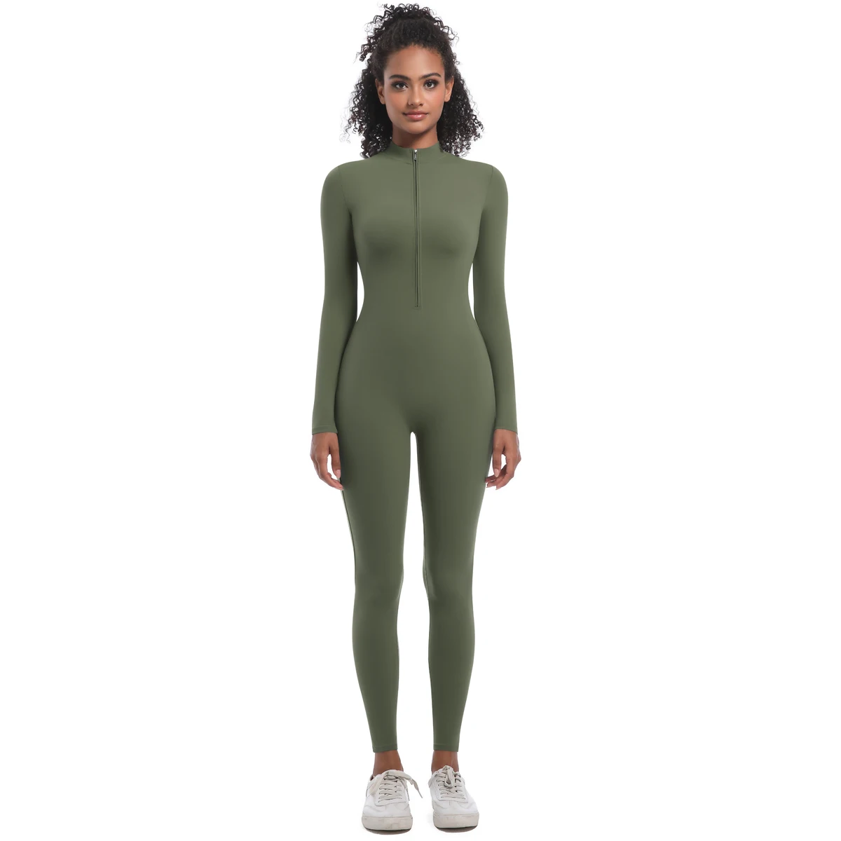 Mono de Yoga para mujer, conjunto de mono deportivo sin costuras con cremallera, traje de Fitness de manga larga para gimnasio, traje de entrenamiento elástico para gimnasio, ropa atlética