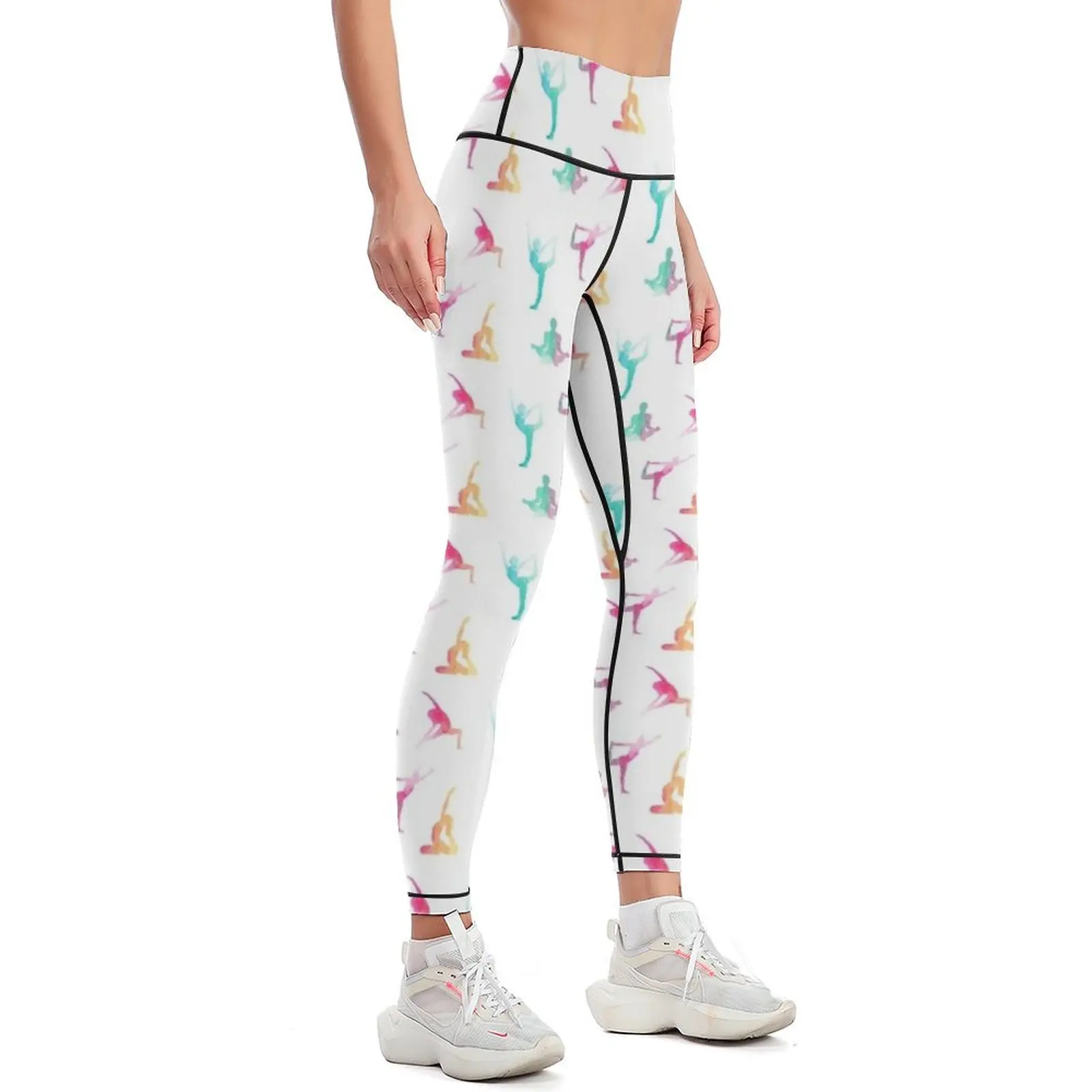 Colourful yoga asanas Leggings trousers high waist Womens Leggings