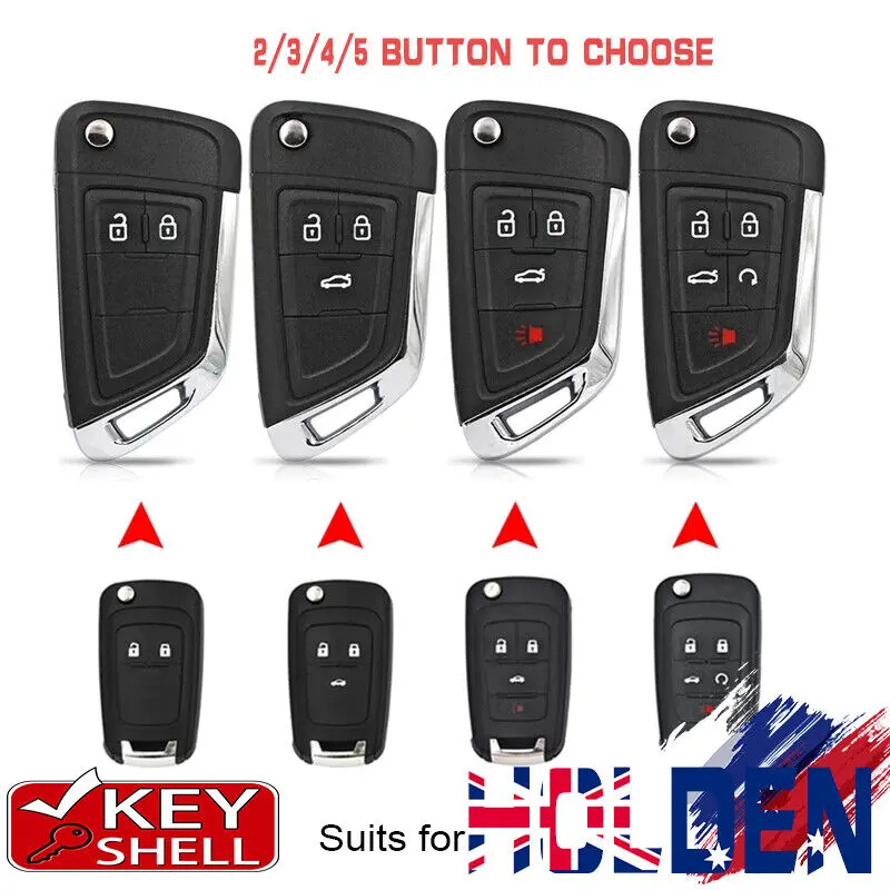 

KEYECU for Holden Commodore VF Cruze Colorado Barina 2009-2014 2B/3B/4B/5B Key Shell Replacement Flip Remote Key Case