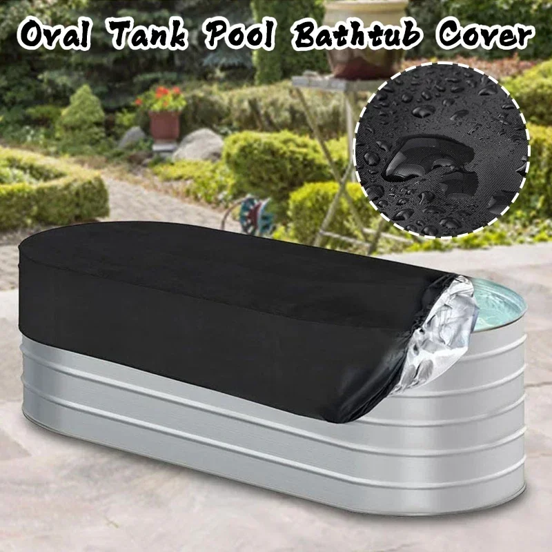 Swimming Pool Cover Outdoor Oval Stock Tank Pool Cover Waterproof Stock Tank Cover With Storage Bag Oxford Bathtub SPA