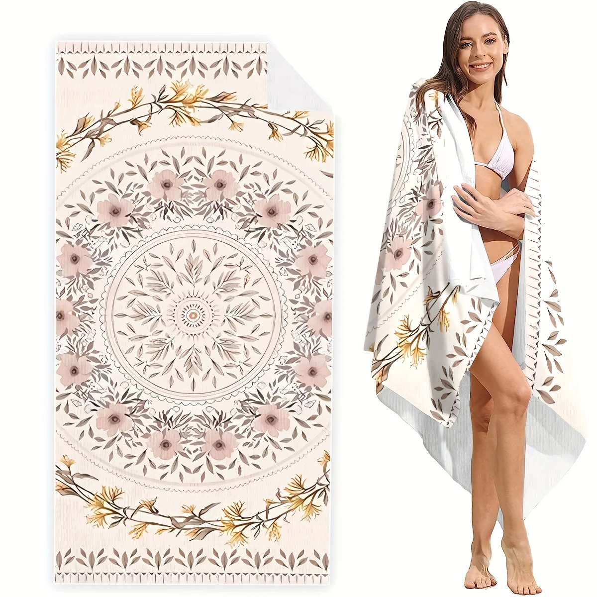 Chic Extra-Large Quick-Dry Beach Towel: Geometric, Soft, and Super Lightweight - Your Perfect Beach Companion