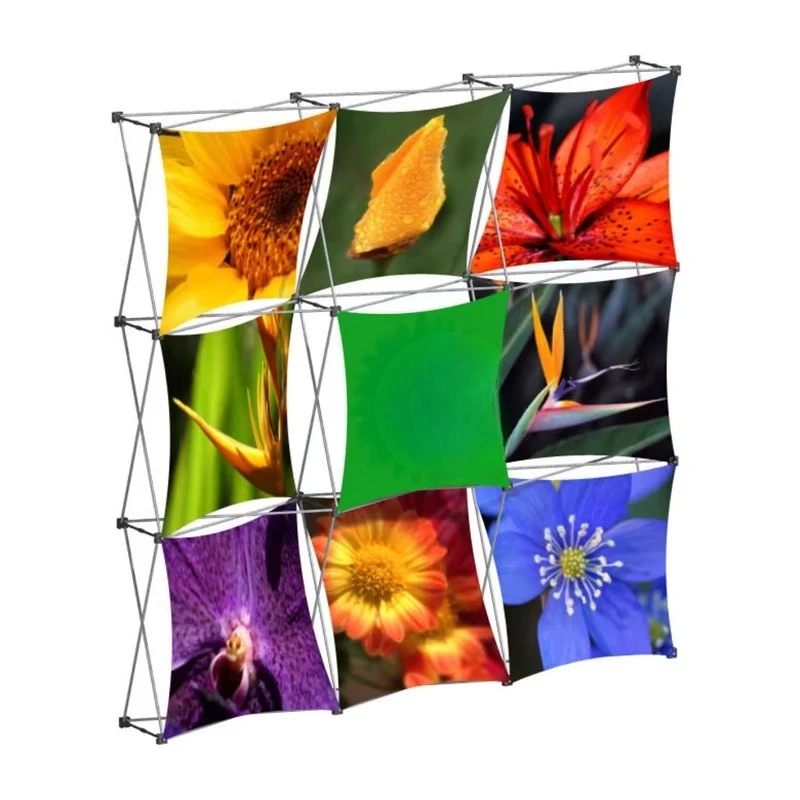 Custom advertising pop-up display stands with fabric surfaces for events and promotions