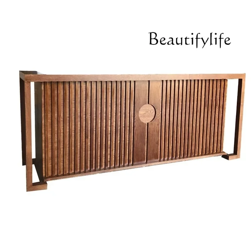 

New Chinese style checkout page Solid wood bar table Retro style restaurant Teahouse hotel health center Reception counter