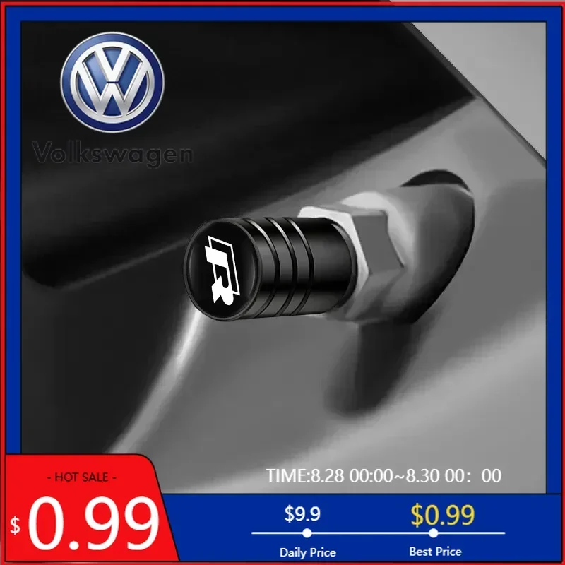 VW 2026 Novedad: Juego de 4 Tapas Metálicas para Válvulas de Neumáticos de Coche para Volkswagen R, Caddy, Golf, Passat, Tiguan, Jetta, Beetle, Atlas T