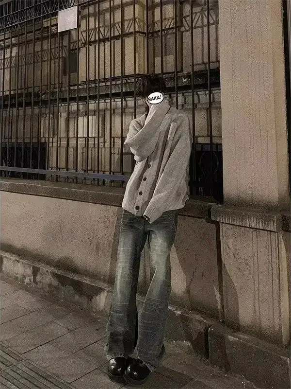 سترة محبوكة مفتوحة للخريف والشتاء للرجال ذات ملمس كسول عالي الجودة سترة OOTD #5