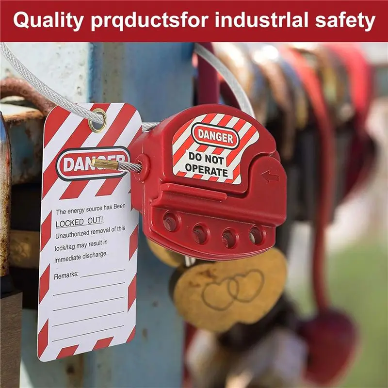 A02M-2X Lockout Tag Cable Lock Adjustable Cable Lock Vinyl Coated Steel Cable Lock For Equipment Maintenance And Repair