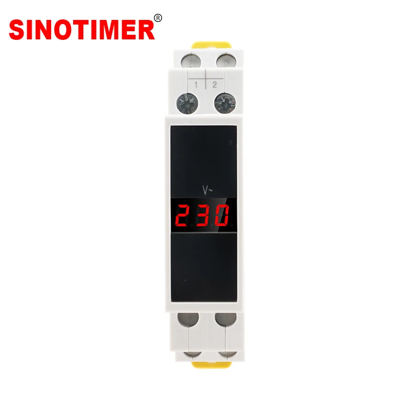 

SINOTIMER High Quality 18MM Din Rail Mounted Single Phase Voltage Meters AC 80-500V Mini Modular Voltmeter Gauge Digital Display