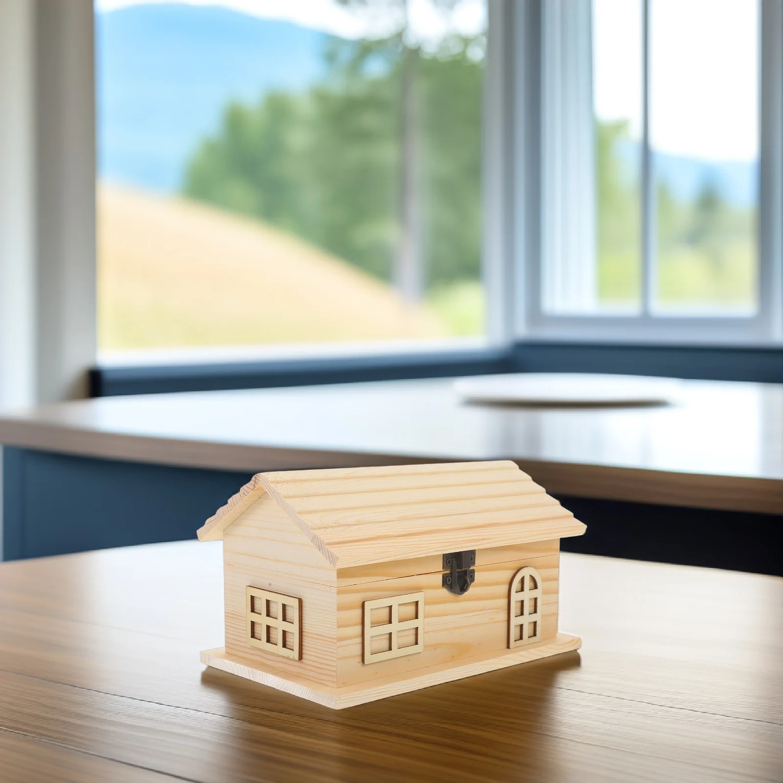 Onvoltooide houten spaarpot Huisvorm Diy Kids Saving Box Rustieke houten muntbank voor kinderen Geldopslag Craft