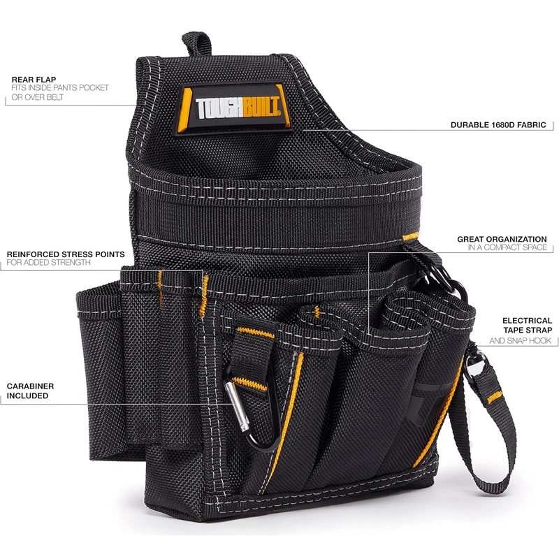 TOUGHBUILT TB-229 Electrician Pouch Polyester Wear Resistant Tool Storage Portable With Soft Padded Waist Belt ToolBag