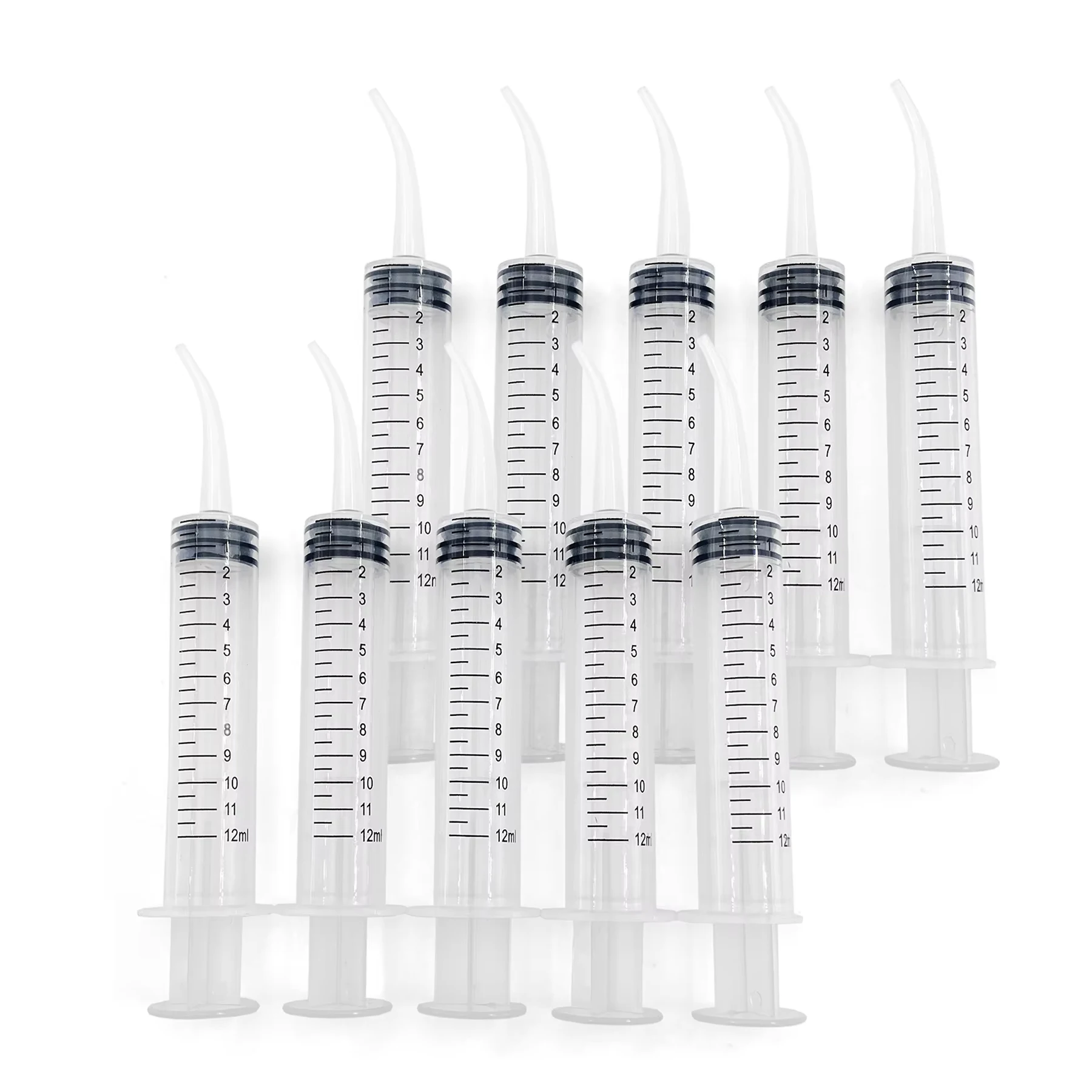 5/10pcs Dental Irrigation Syringe With Curved Tip 12ml Tip Diameter 1.9mm Disposable Impression Syringes Dentist Use Oral Care