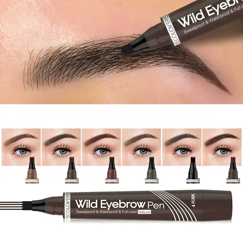 Lápiz de cejas, tinte líquido, maquillaje, lápiz de tatuaje de cejas resistente al agua de larga duración, cosmético de cejas a prueba de manchas de 4 puntas divididas