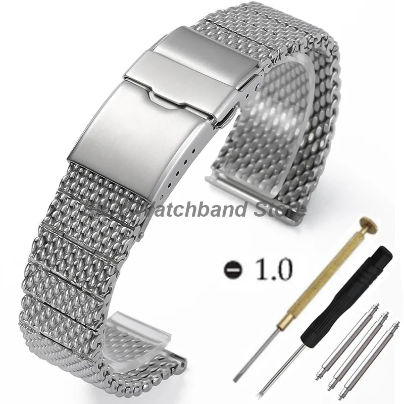

Stainless Steel Watchband Smartwatch Straps 22mm Universal Mens Luxury Metal Bracelet Folding Clasp Wristbelt Repair Accessories
