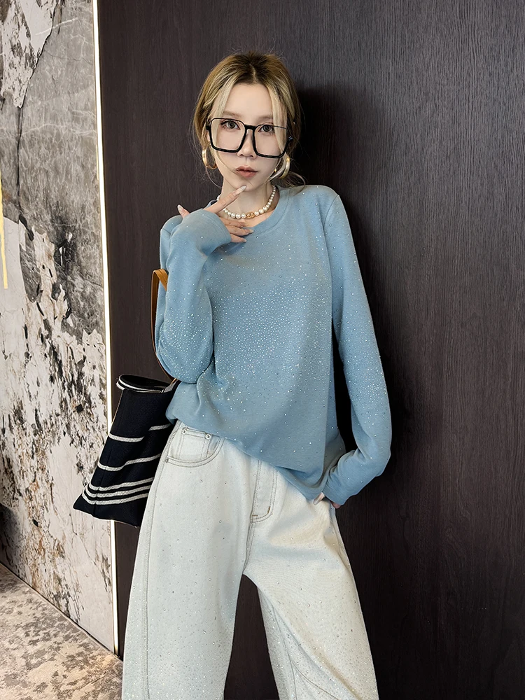 

Женская теплая футболка с длинным рукавом и круглым вырезом, на флисовой подкладке, для зимы, повседневная, свободного кроя, цветная