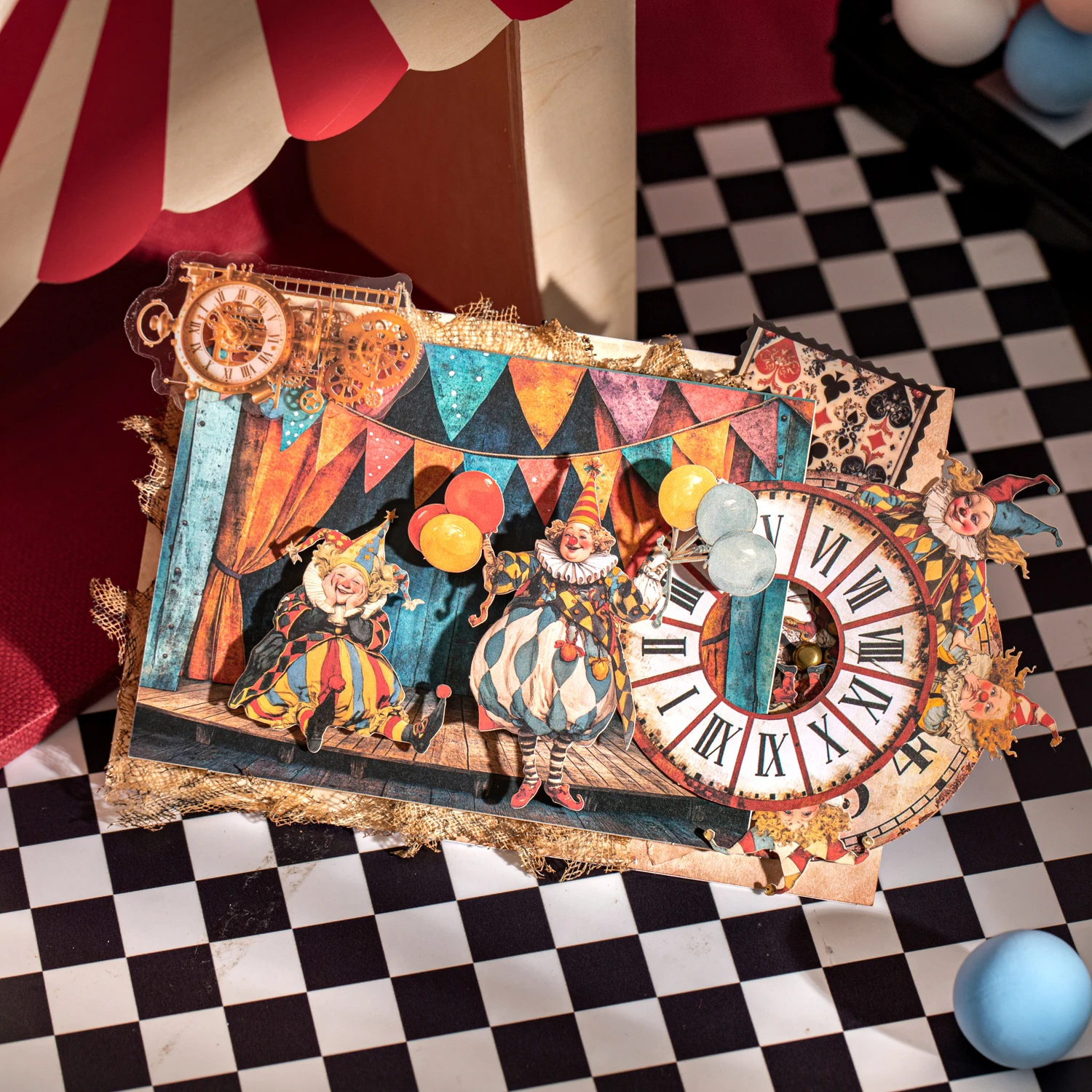 15Sheets/Bag Circus Themed Scenery Hard Card Stickers For Hand Account DIY Scrapbook Phone Case Decoration Reward Sticker Pack - view 2