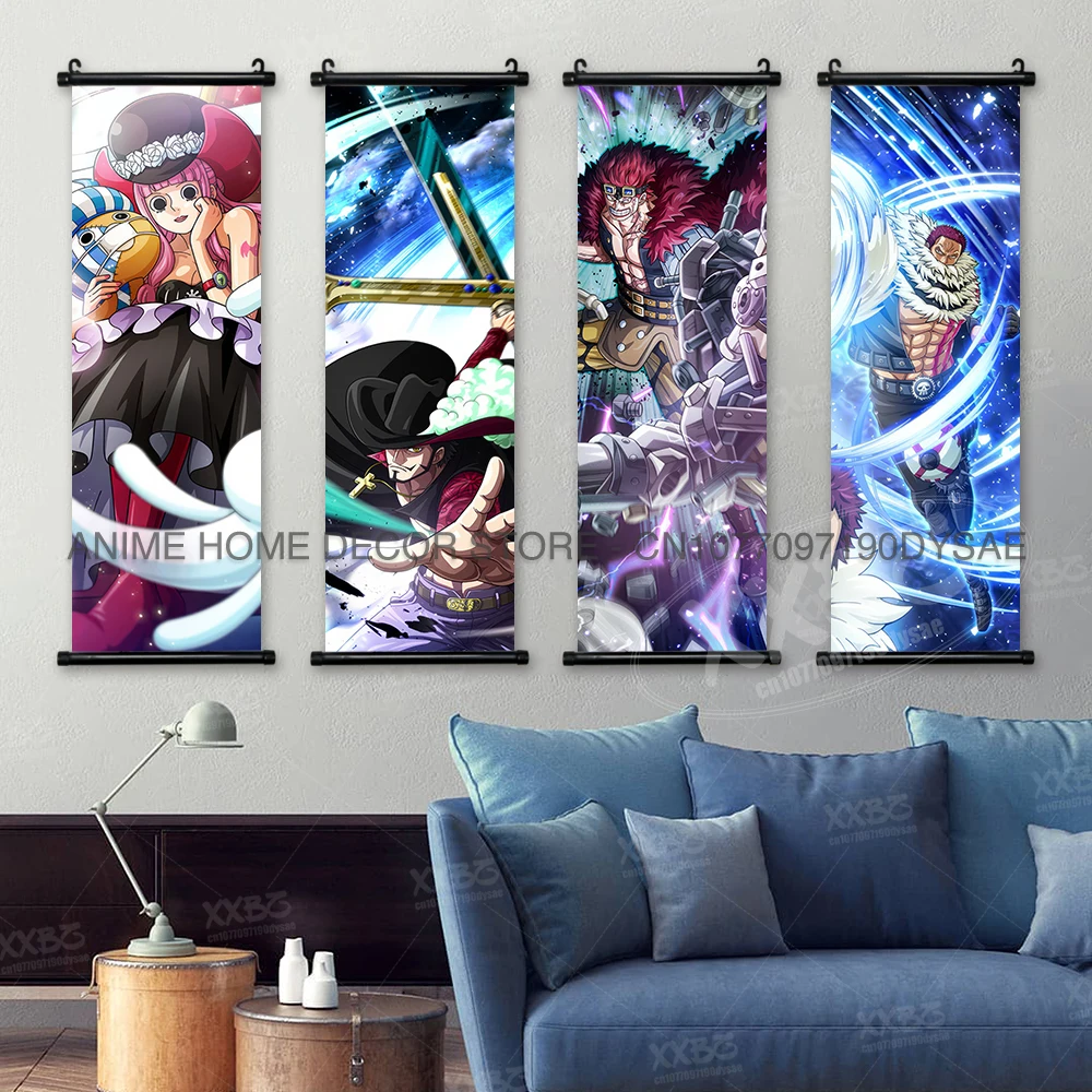 ONE PIECE Poster Jracule Mihawk Hängendes Gemälde Boa Hancock Home Decor Doflamingo Wandkunst Marco Wandbild Krokodil Scroll Bild – Detail 2