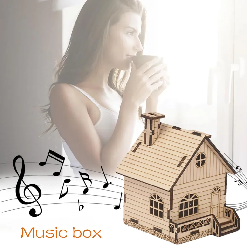 3D Wooden DIY Puzzle Music House Three-Dimensional Customized New Xmas Birthday Gifts Creative Dimensional Music Box !