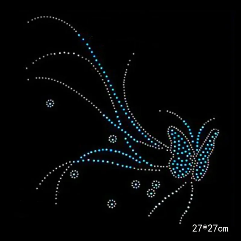 Glitter Sticker Rhinestones Iron-on Transfers Patch Decorative Butterflies Accessories Dress T-shirt Rhinestone Applique Patches