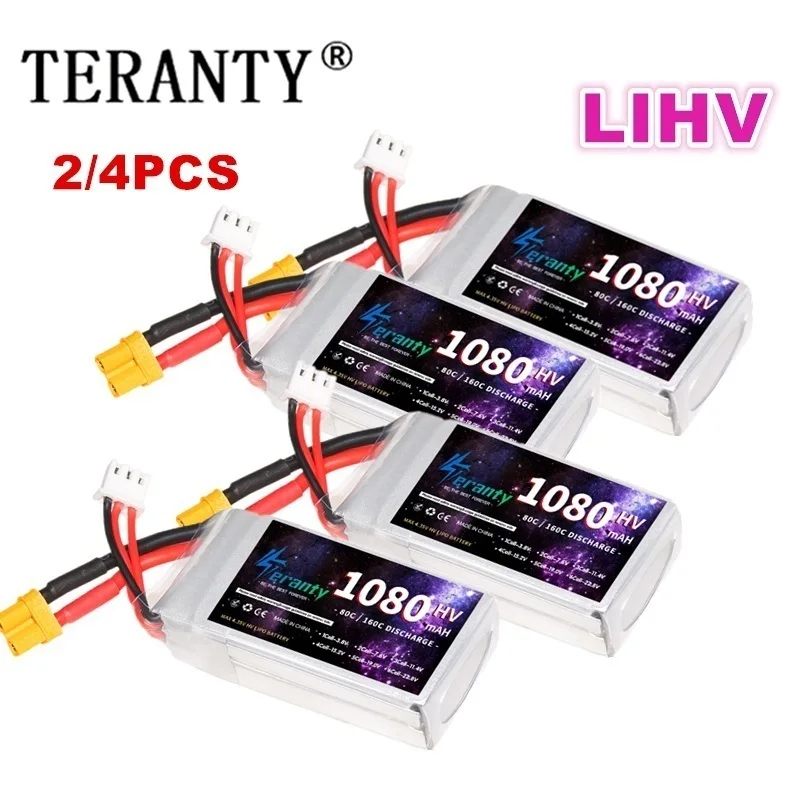 

TERANTY 2S 7.6V LIHV Battery 1080mAh 80C 2cells With XT60 XT30 T For RC FPV Car Boat Quadcopter Helicopter Airplane Drone Parts