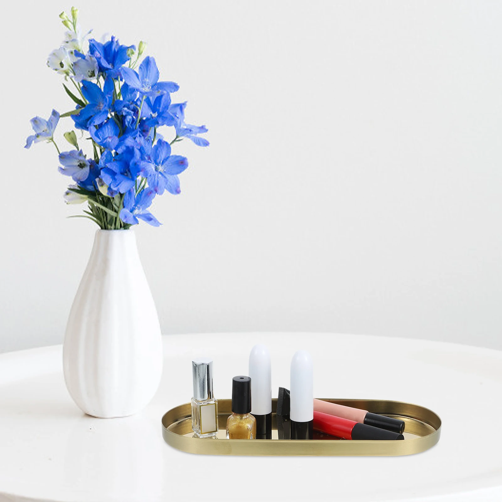 

Stainless Steel Tray Desktop Storage Plate For Jewelry Snack Fruit Serving Cosmetics Organizer Metal Dish Decor Storage