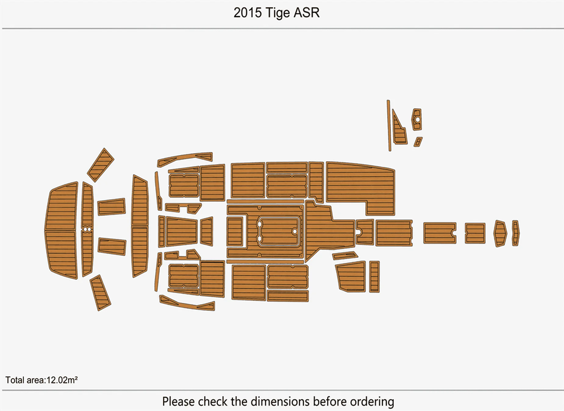 Non-Slip EVA Faux Teak Marine Mat Self-Adhesive 6mm Yacht Cockpit Pad for 2015 Tige ASR Boat Decking Easy Install